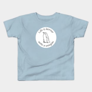 Disc with Life is Better with a Penguin Animals Quote Kids T-Shirt